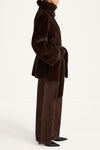 Hilani faux fur short coat dark brown stylein model image side