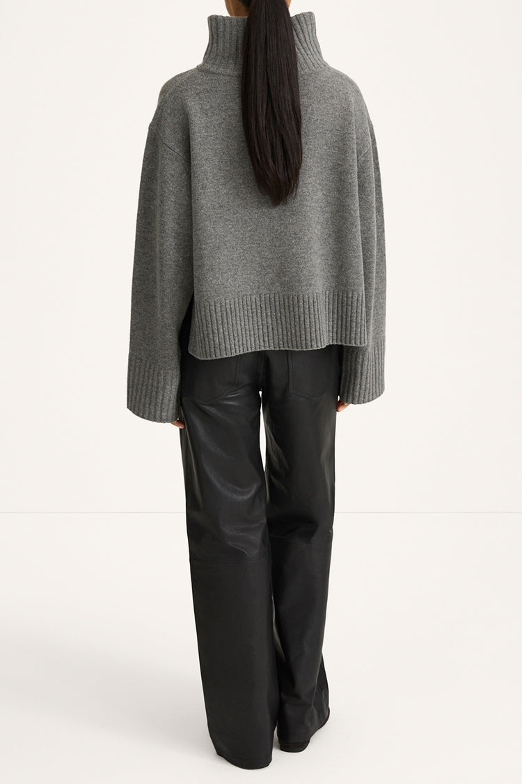 Hilary polo sweater mid grey stylein back