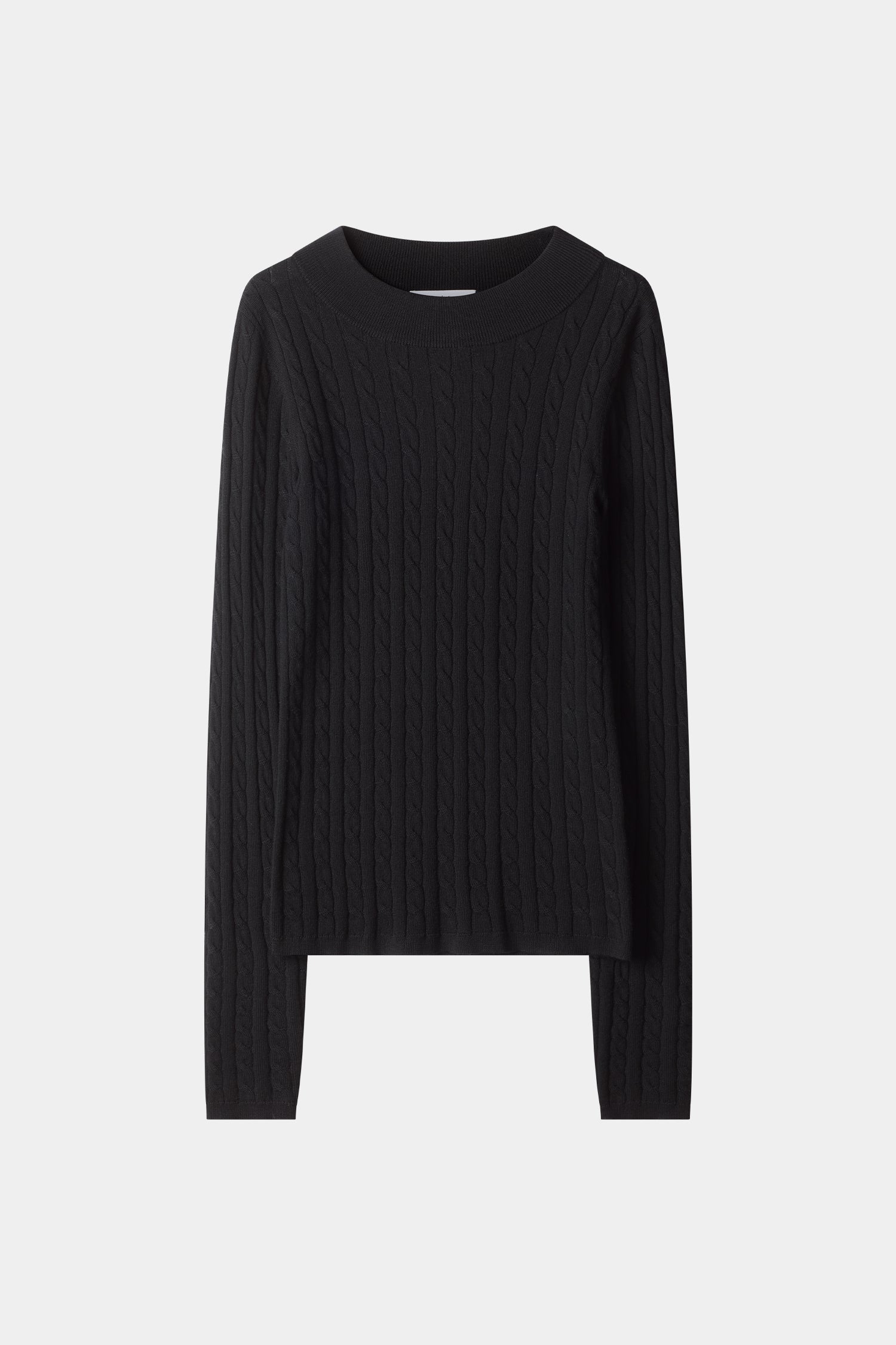 Hollin sweater cable knit merino wool black stylein packshot
