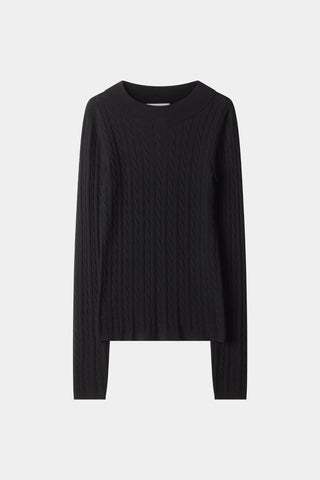 Hollin sweater cable knit merino wool black stylein packshot