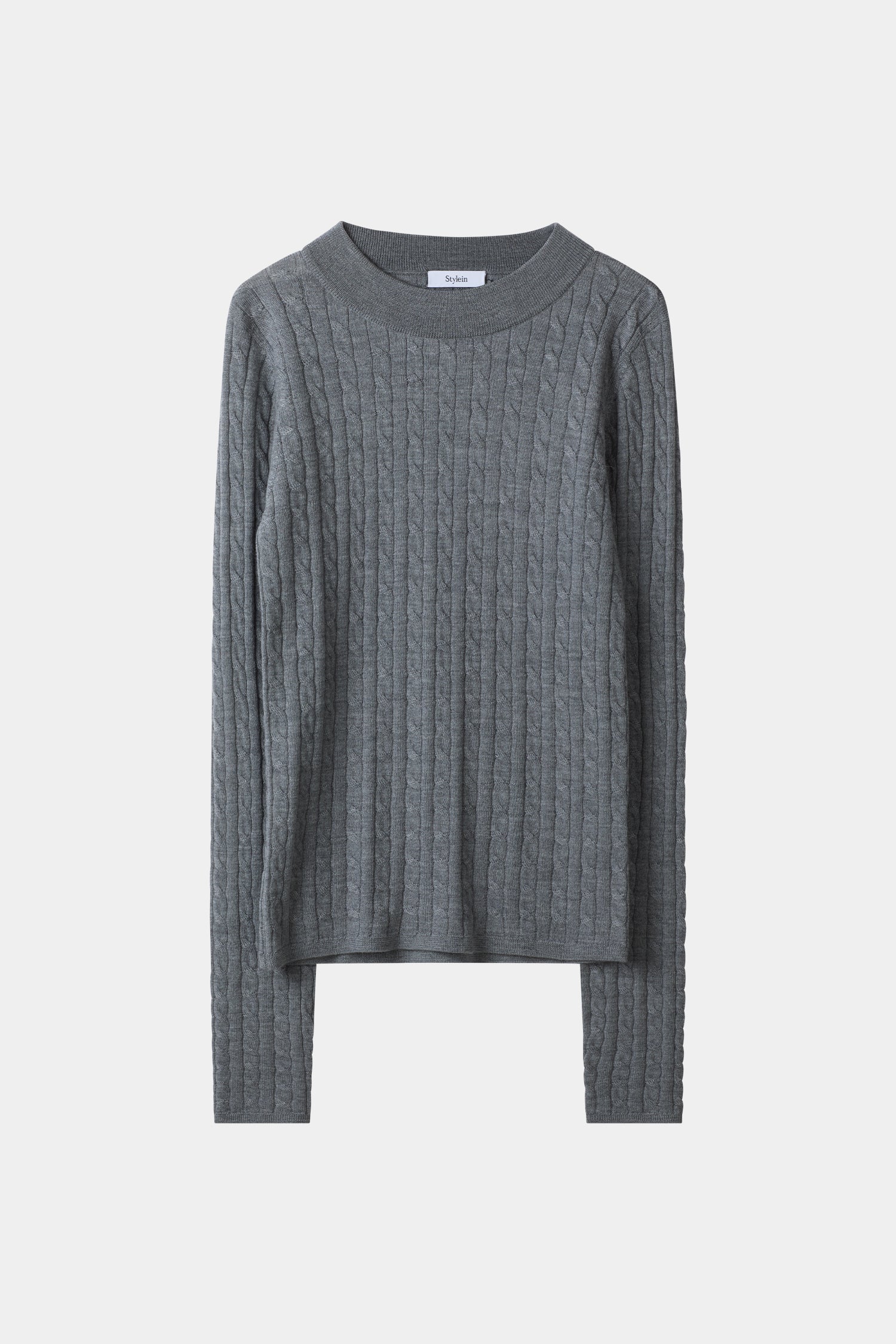 Hollin sweater cable knit merino wool grey stylein packshot