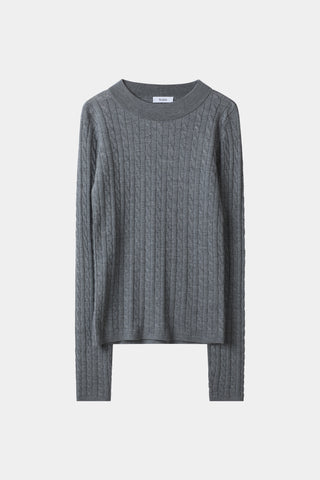 Hollin sweater cable knit merino wool grey stylein packshot