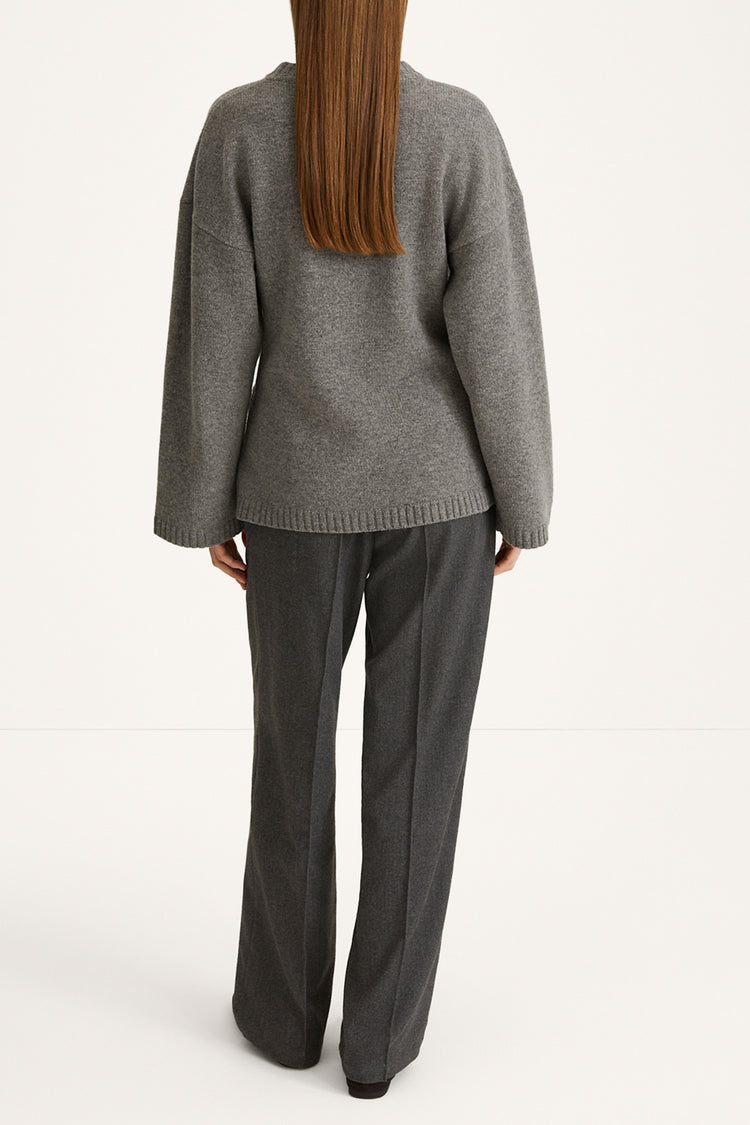 wool cardigan tailored waist Houlia cardigan grey stylein back