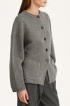 wool cardigan tailored waist Houlia cardigan grey stylein details