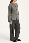 wool cardigan tailored waist Houlia cardigan grey stylein side