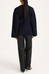 knitted navy cardigan cinched waist stylein houlia back