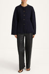 knitted navy cardigan cinched waist stylein houlia