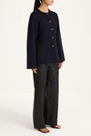 knitted navy cardigan cinched waist stylein houlia side