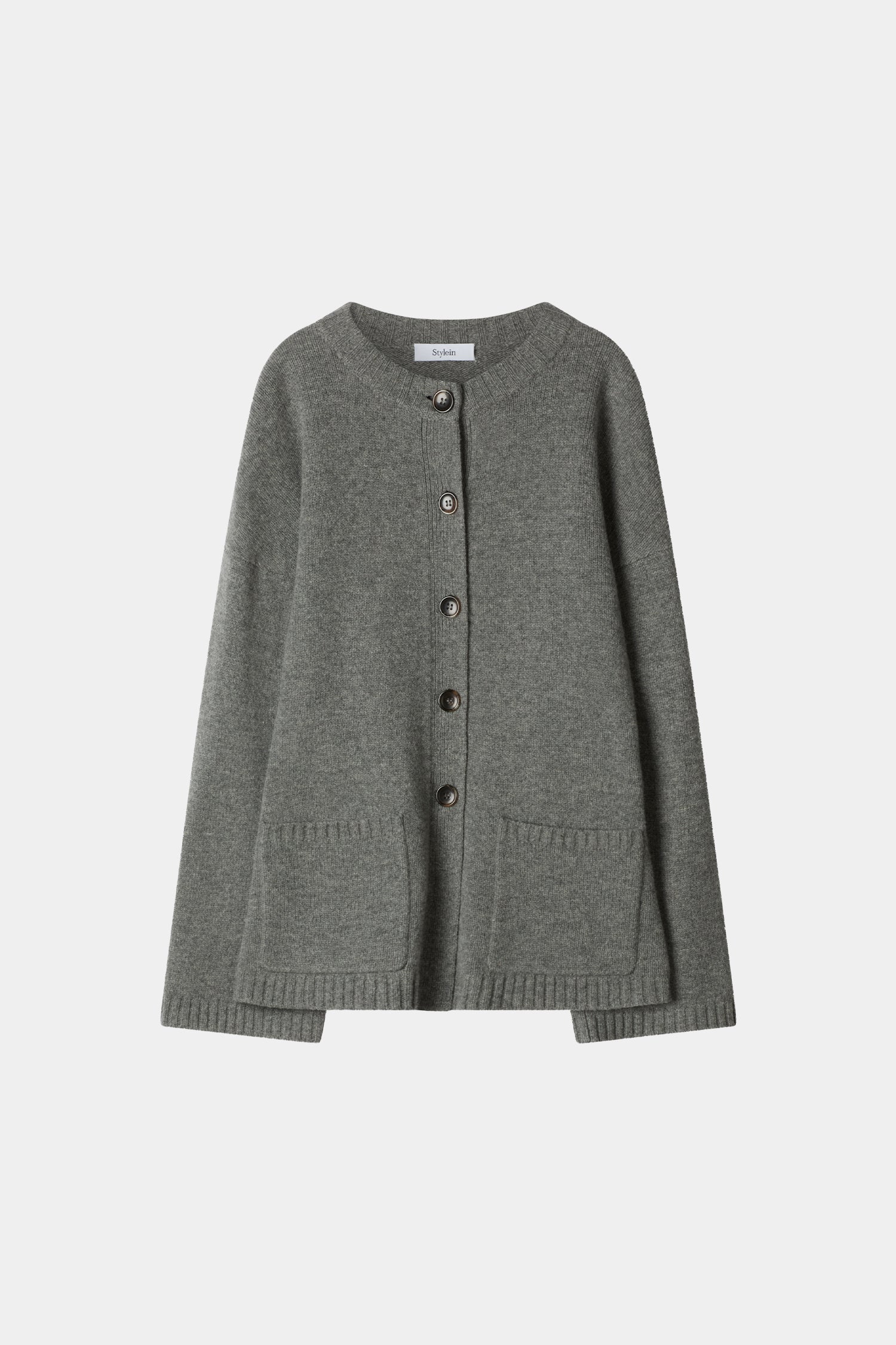 wool cardigan tailored waist Houlia cardigan grey stylein packshot