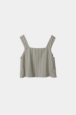 Jagna top cropped sleeveless cotton delicate crochet details wide green stylein packshot