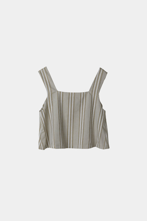 Jagna top cropped sleeveless cotton delicate crochet details wide green stylein packshot