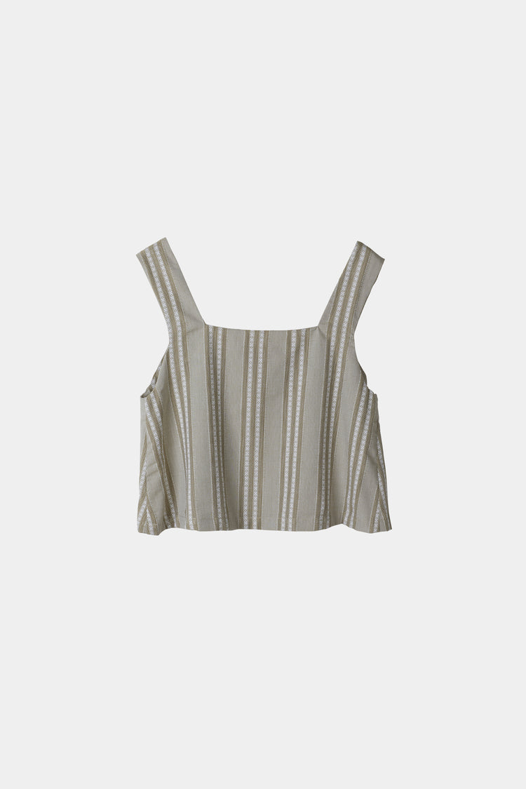 Jagna top cropped sleeveless cotton delicate crochet details wide green stylein packshot