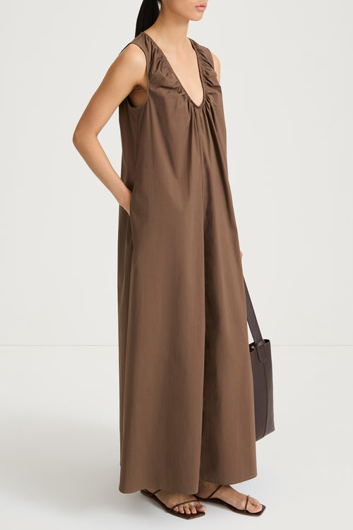 Jaisie long dress coffee stylein model image  front