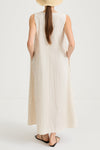 Jaisie long dress cream stripe stylein model image back