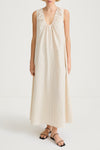 Jaisie long dress cream stripe stylein model image front
