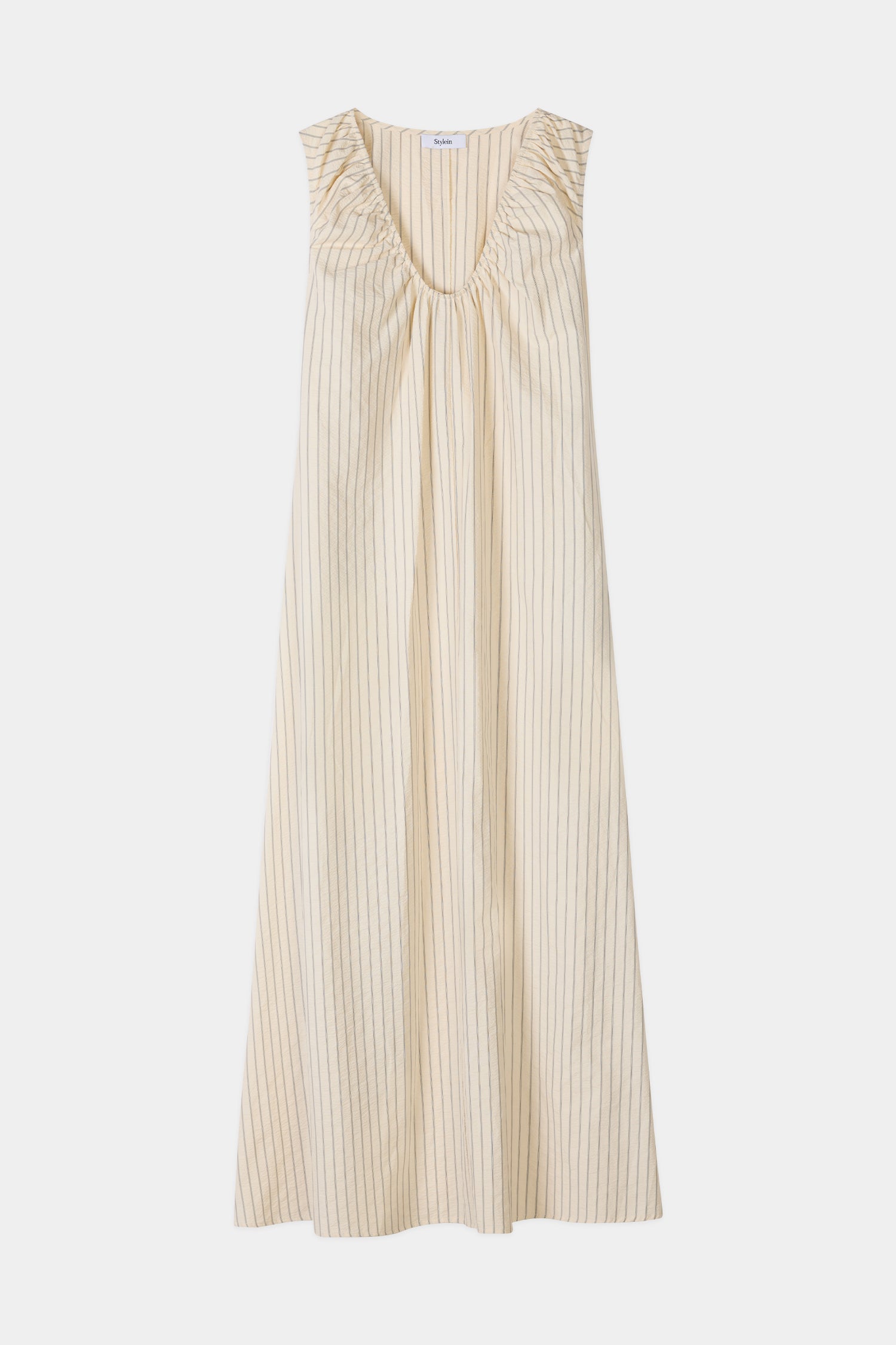 Jaisie long dress cream stripe stylein packshot