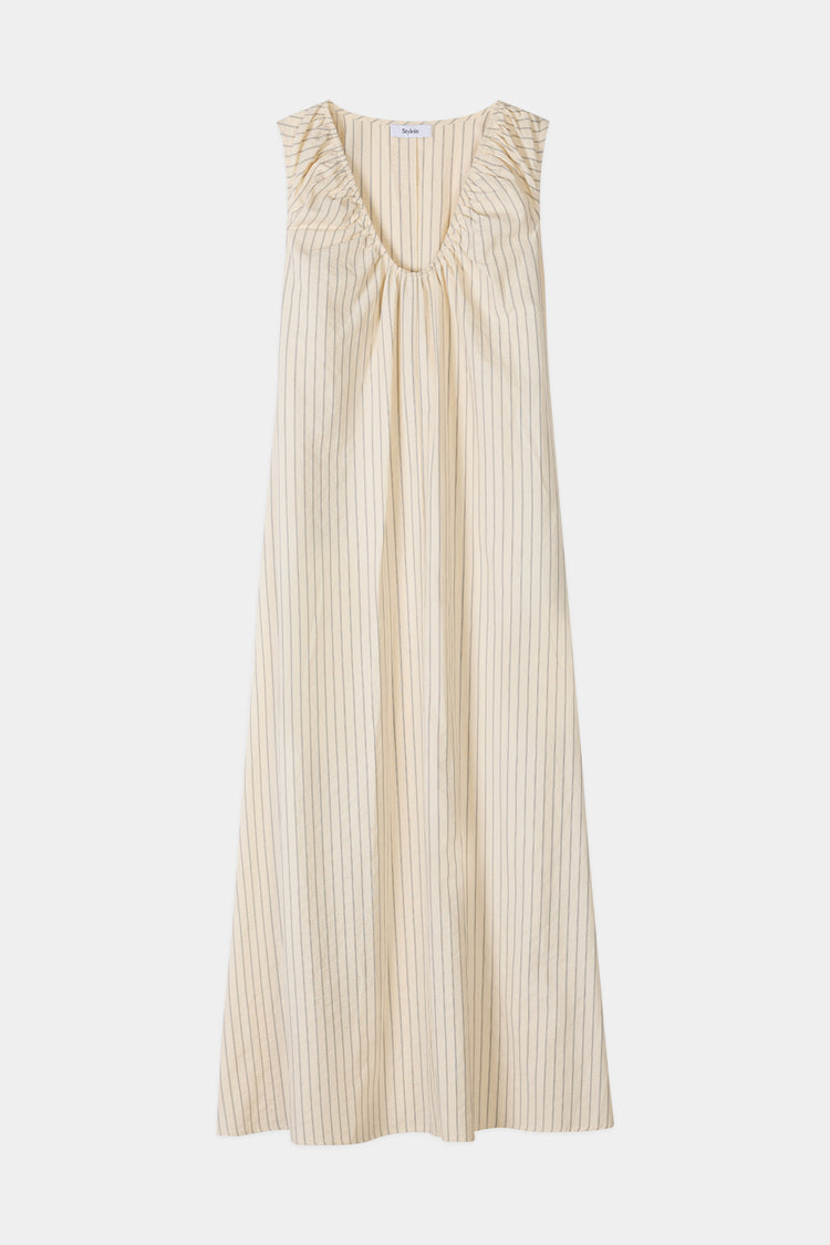 Jaisie long dress cream stripe stylein packshot