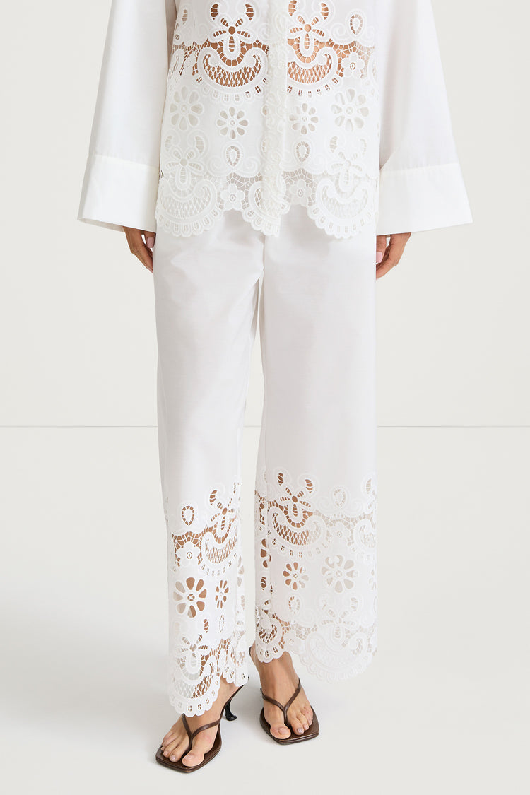 Jamie embroidery trousers white stylein model image front close
