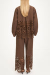 Jamie trousers broderie anglaise coffee brown model image back