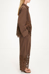 Jamie trousers broderie anglaise coffee brown model image side