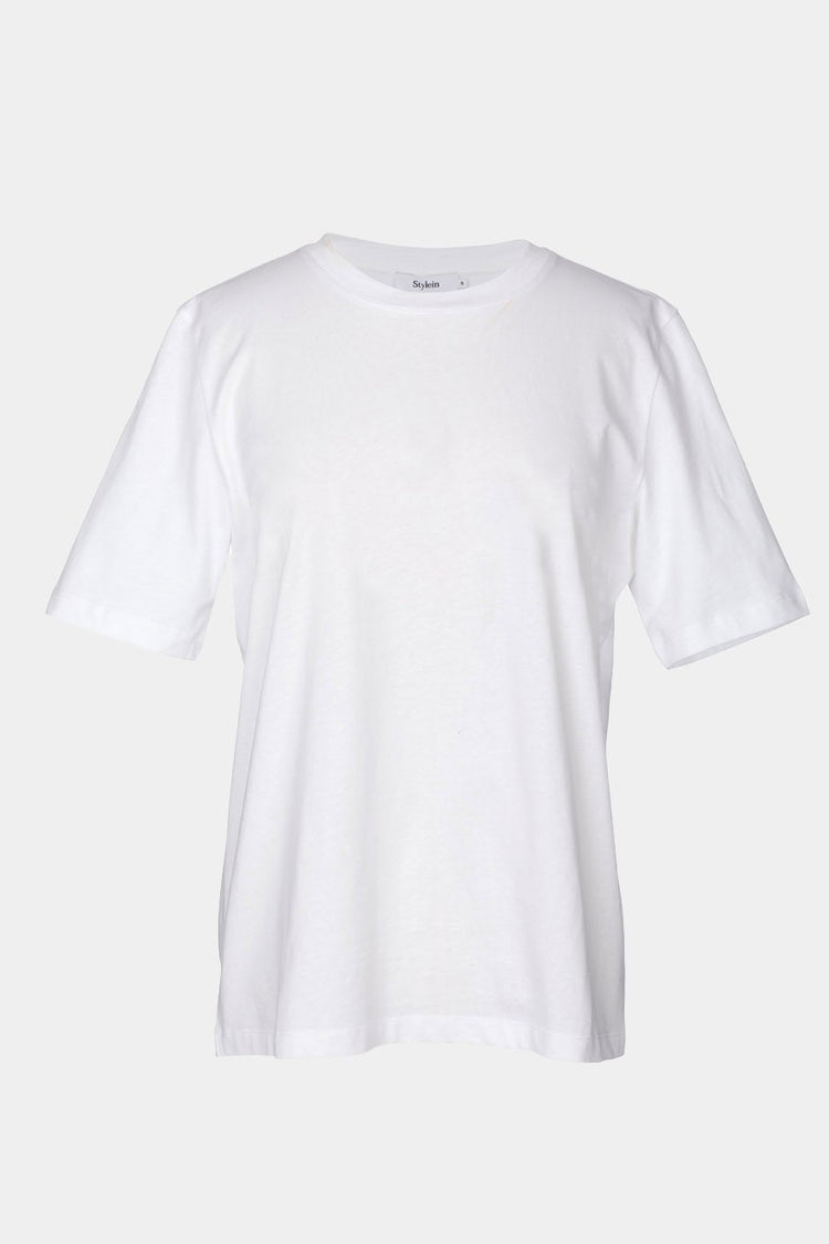 Jana t-shirt plain fitted silhouette round neckline cotton mix white stylein packshot
