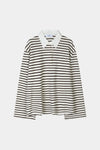 Janelle top oversized t-shirt long sleeve brown white stripe collar stylein packshot