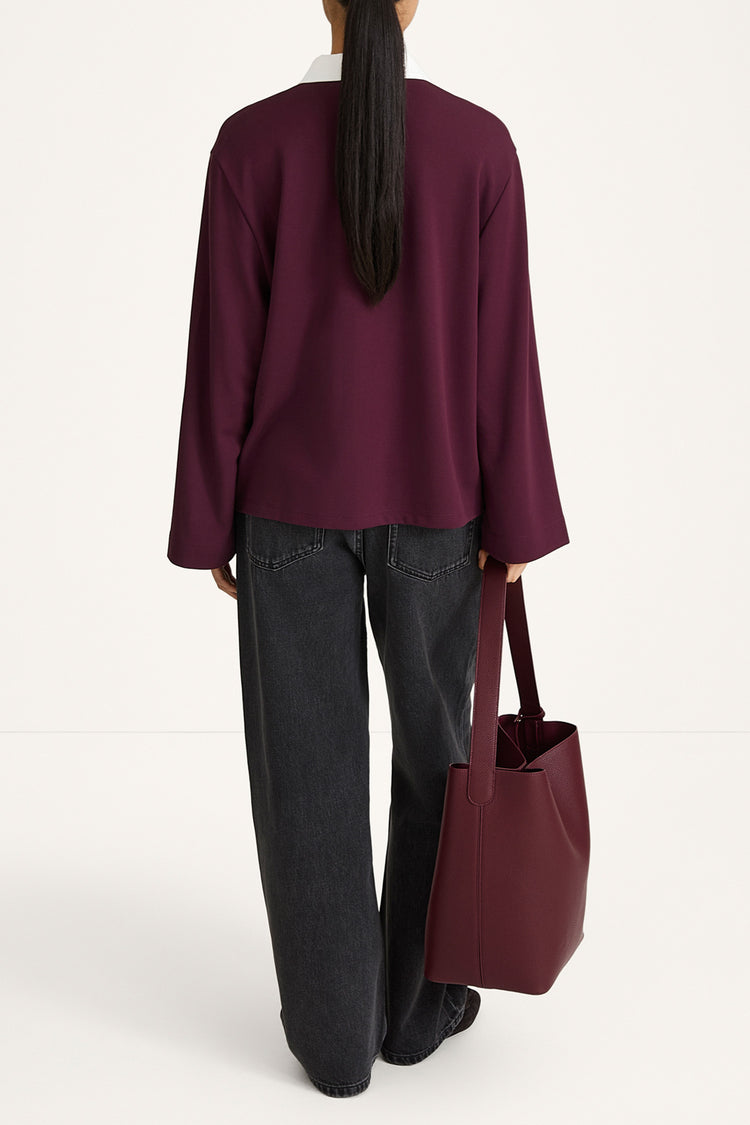 Janelle top polo pike t-shirt bordeaux stylein model image back