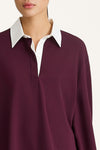 Janelle top polo pike t-shirt bordeaux stylein model image front close