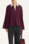 Janelle top polo pike t-shirt bordeaux stylein model image front close