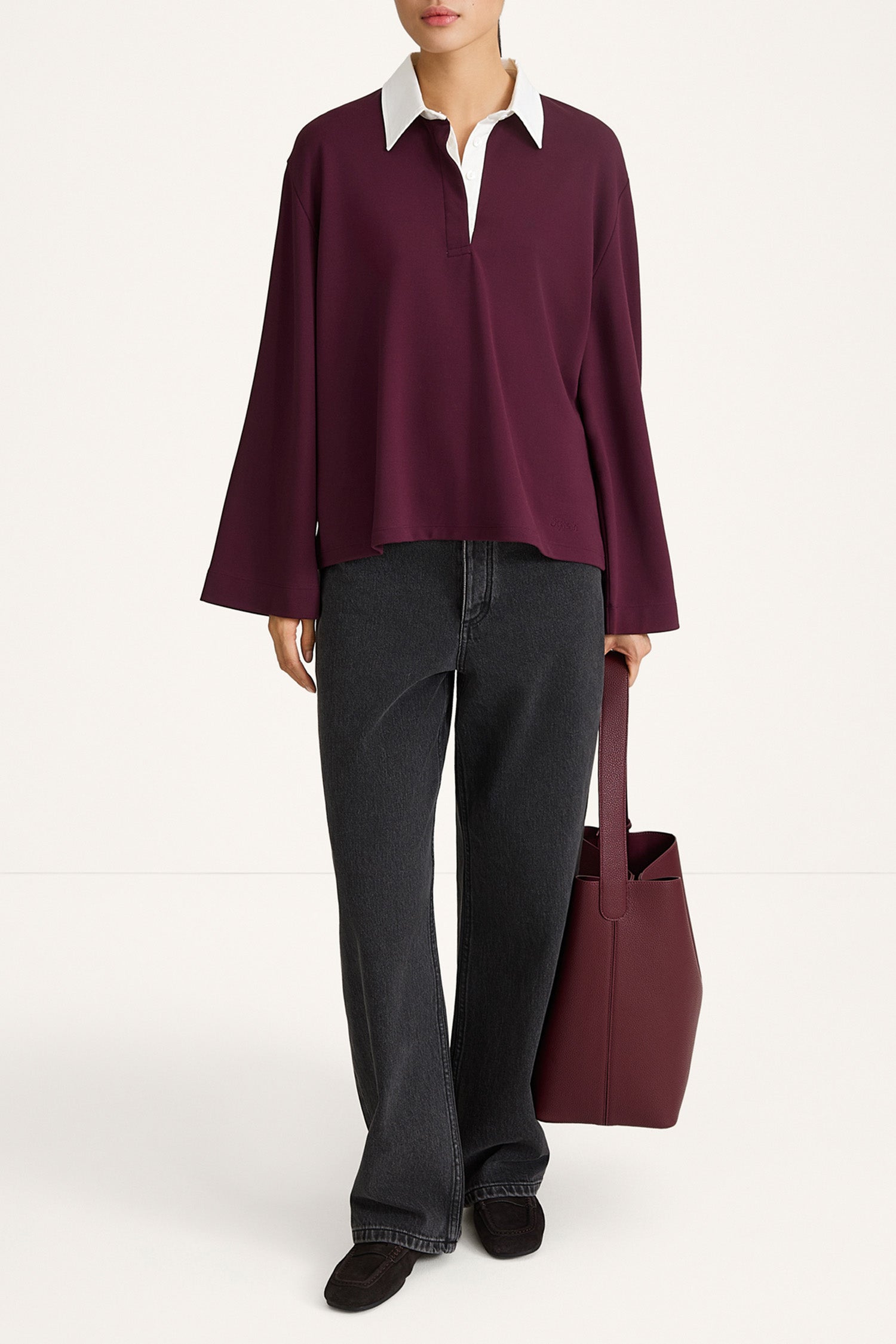 Janelle top polo pike t-shirt bordeaux stylein model image front