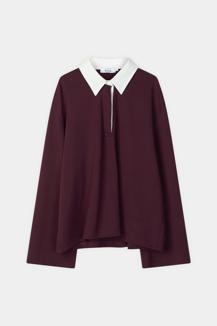 Janelle top polo pike t-shirt bordeaux stylein packshot