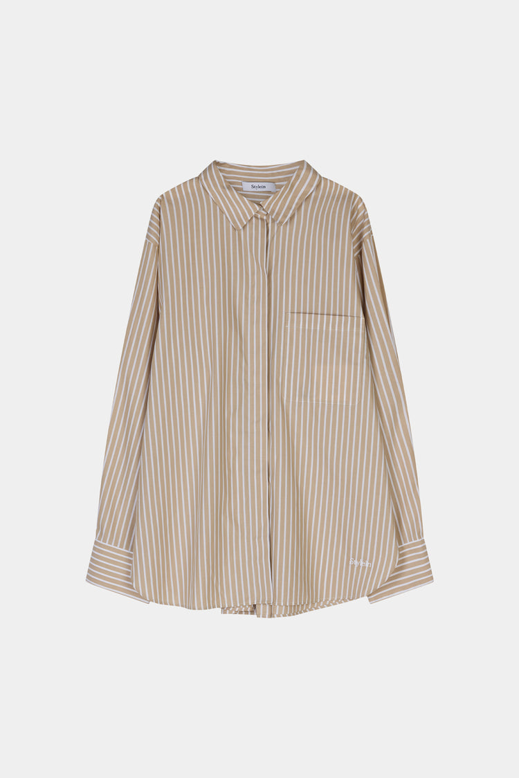 Beige striped cotton shirt jansell stylein front packshot