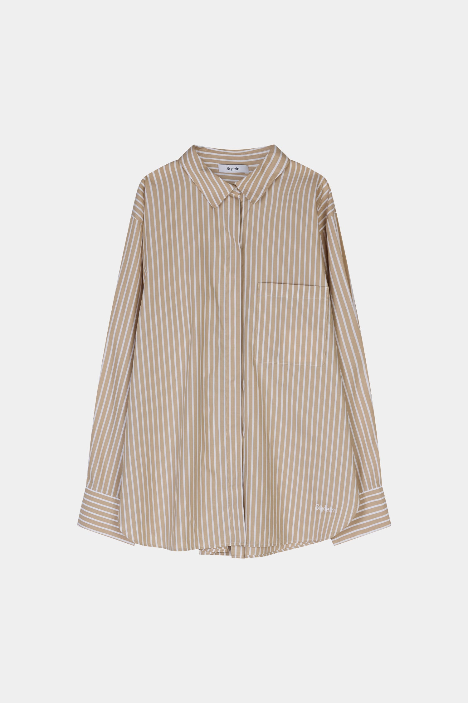 Beige striped cotton shirt jansell stylein front packshot