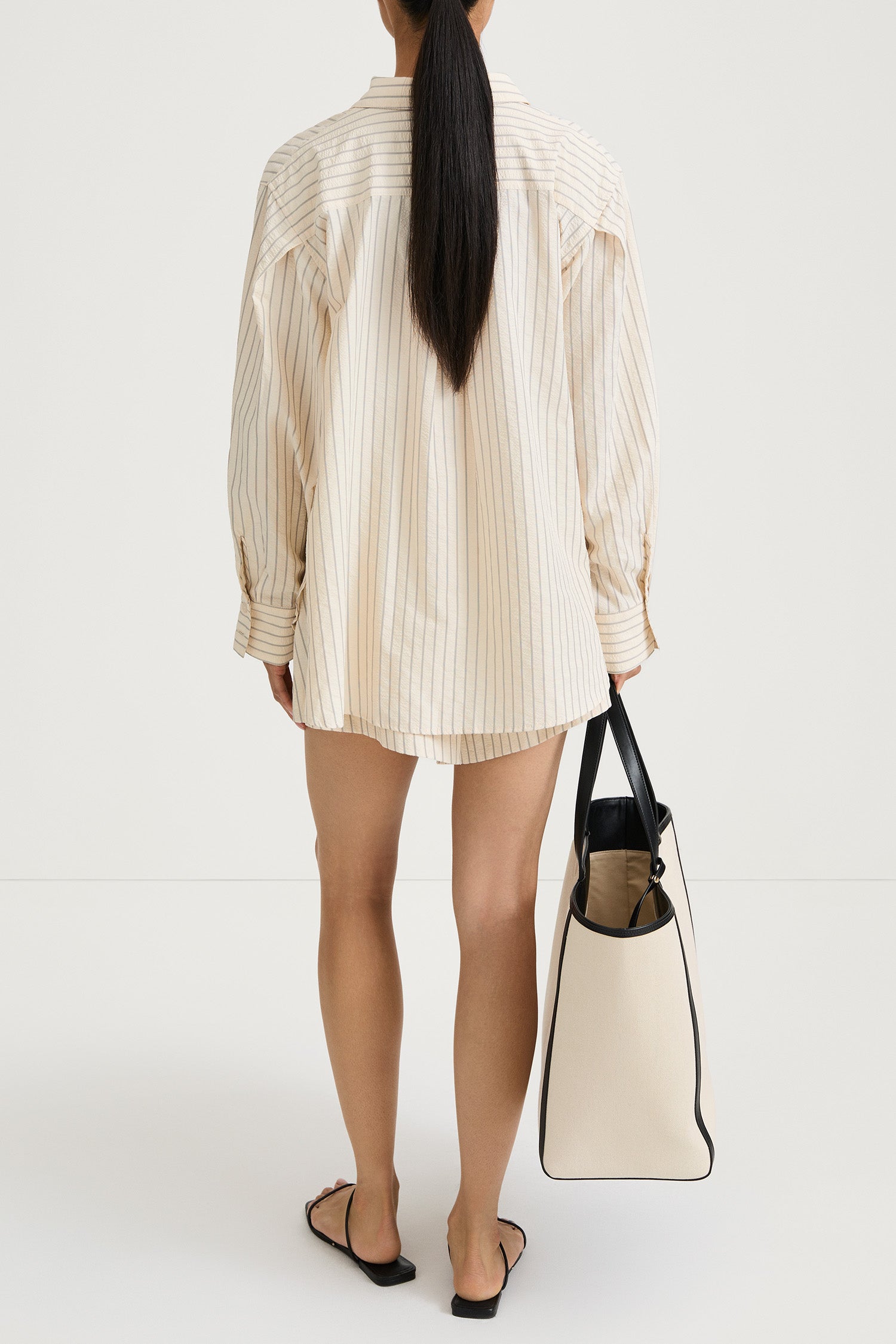 Jansell shirt cream stripe stylein model image back