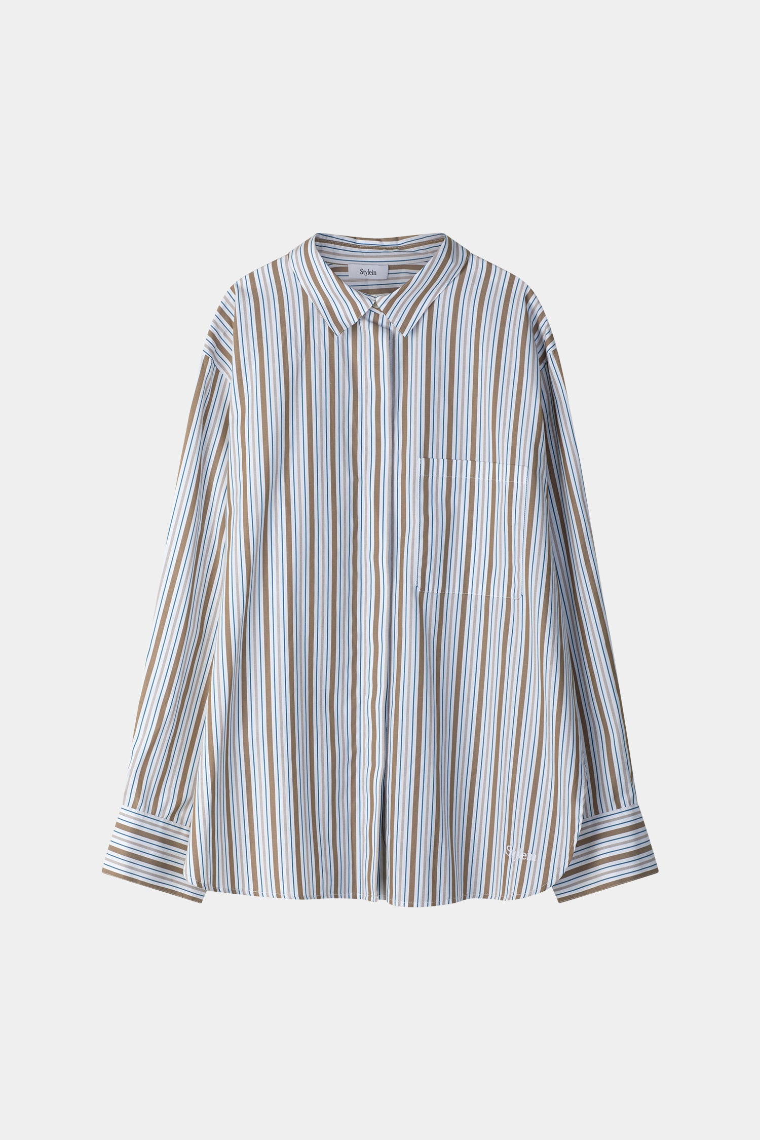 Jansell shirt taupe stripe stylein packshot