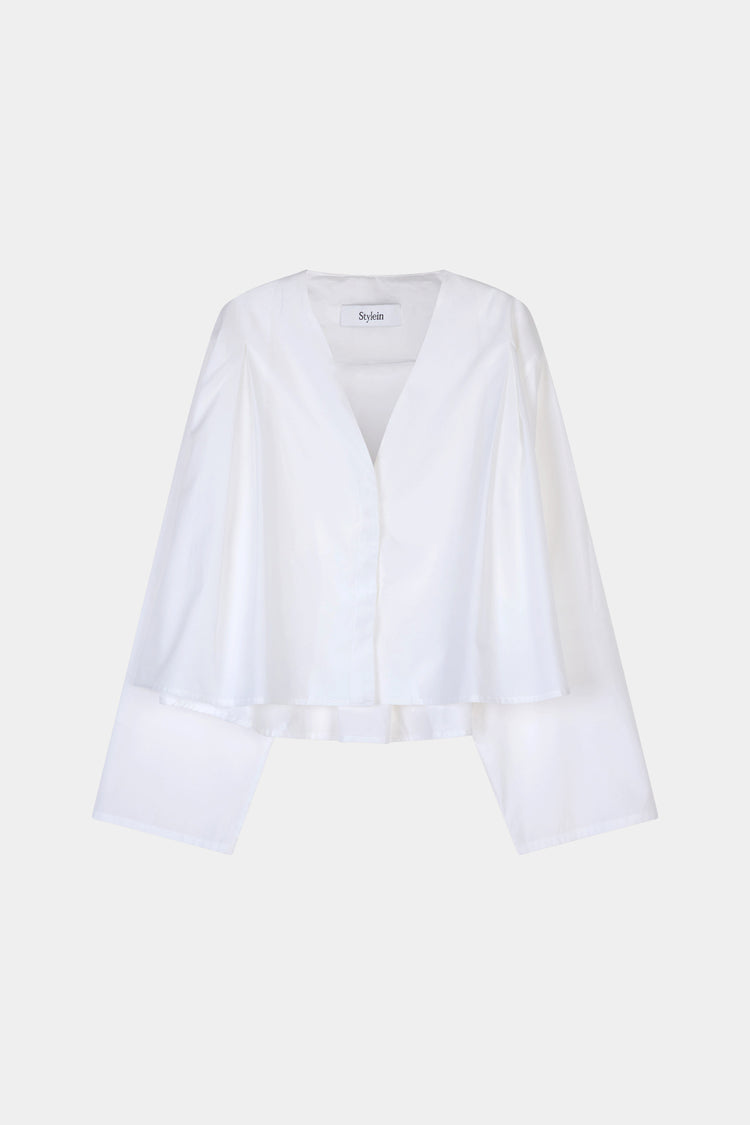 White v-neck shirt stylein jaylene front packshot