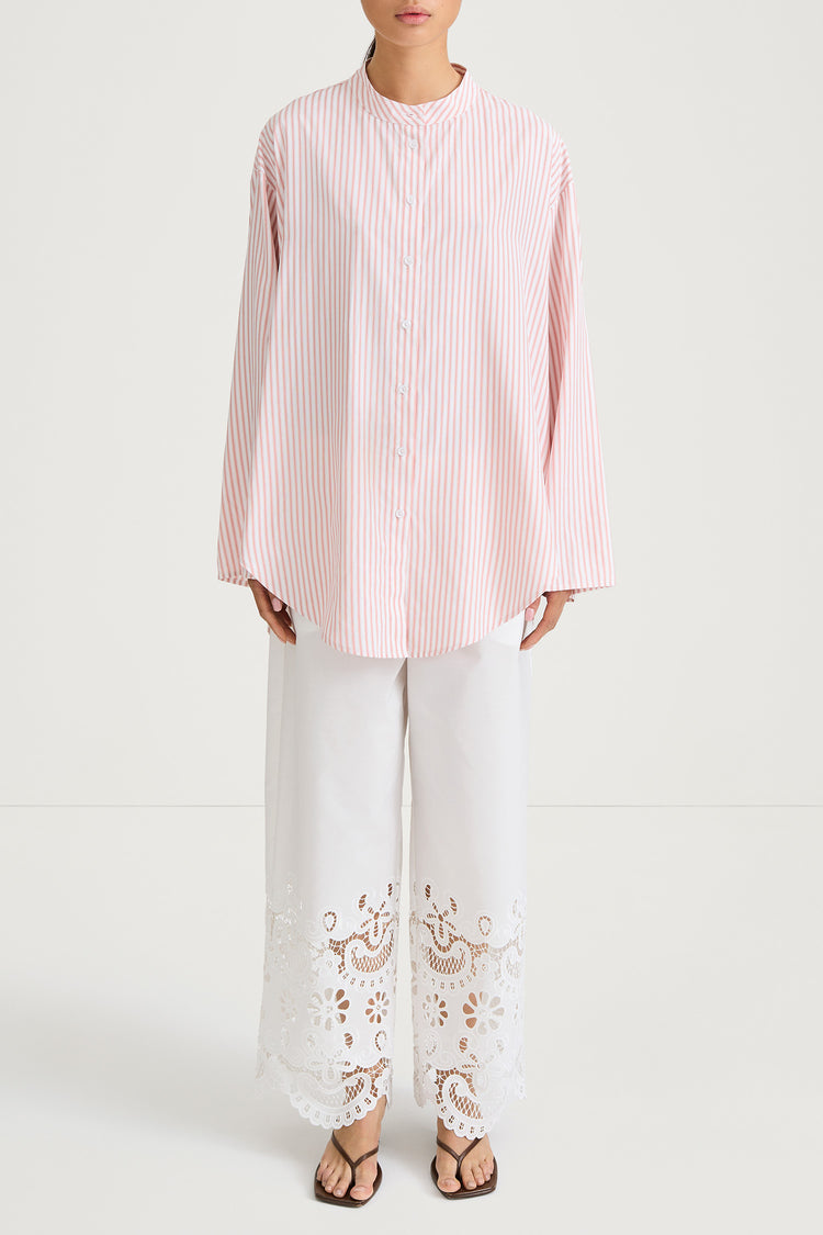 Jazara shirt pink stripe stylein model image front