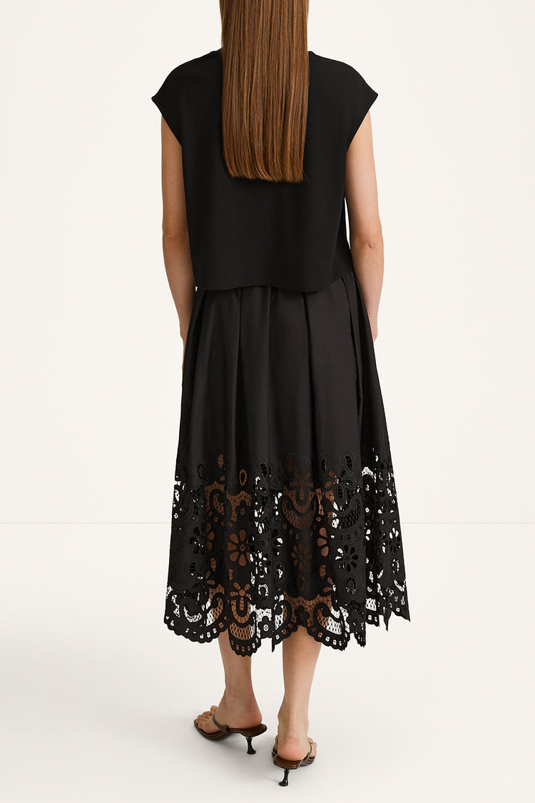 Jenn top black sleeveless cropped cotton top model image back