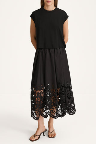 Jenn top black sleeveless cropped cotton top model image front