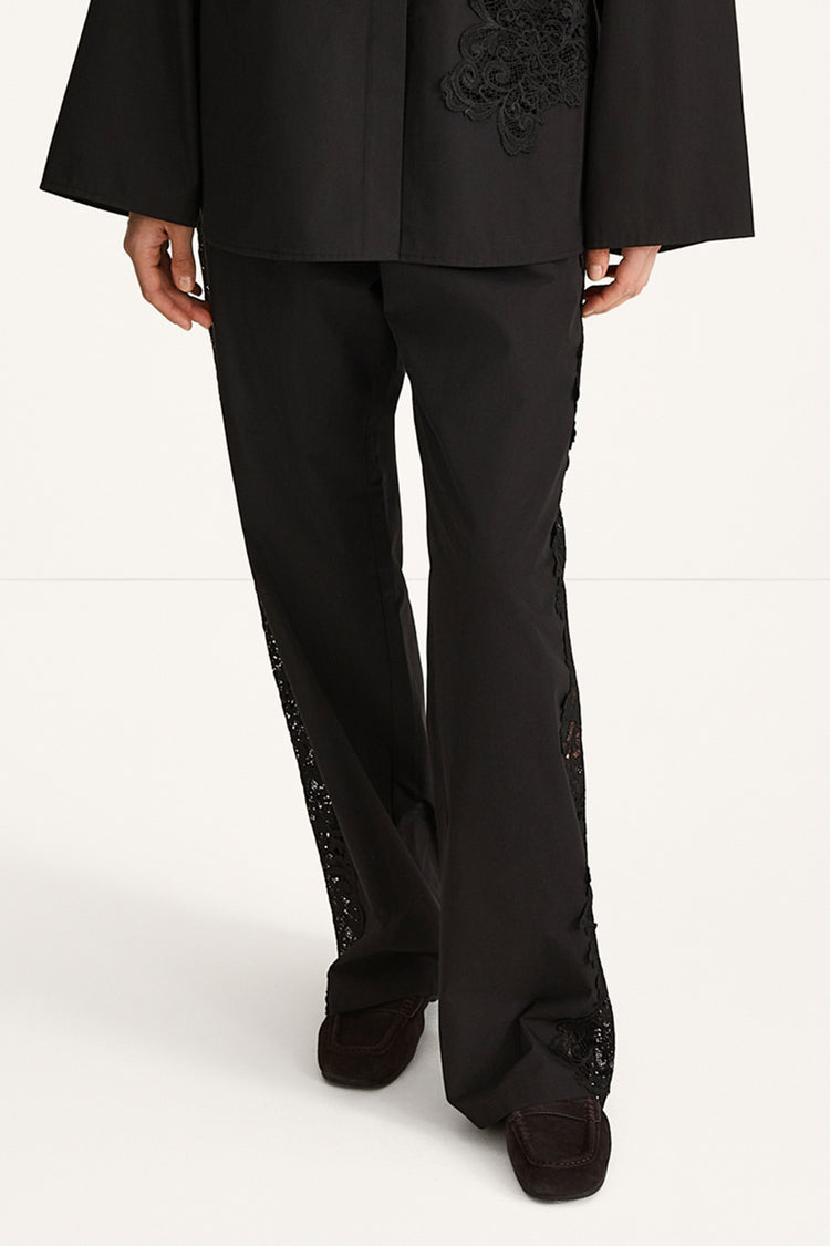 Black trousers with embroidery details stylein jeraldine detail