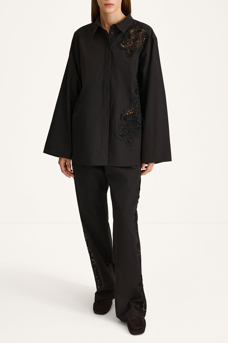 Black trousers with embroidery details stylein jeraldine