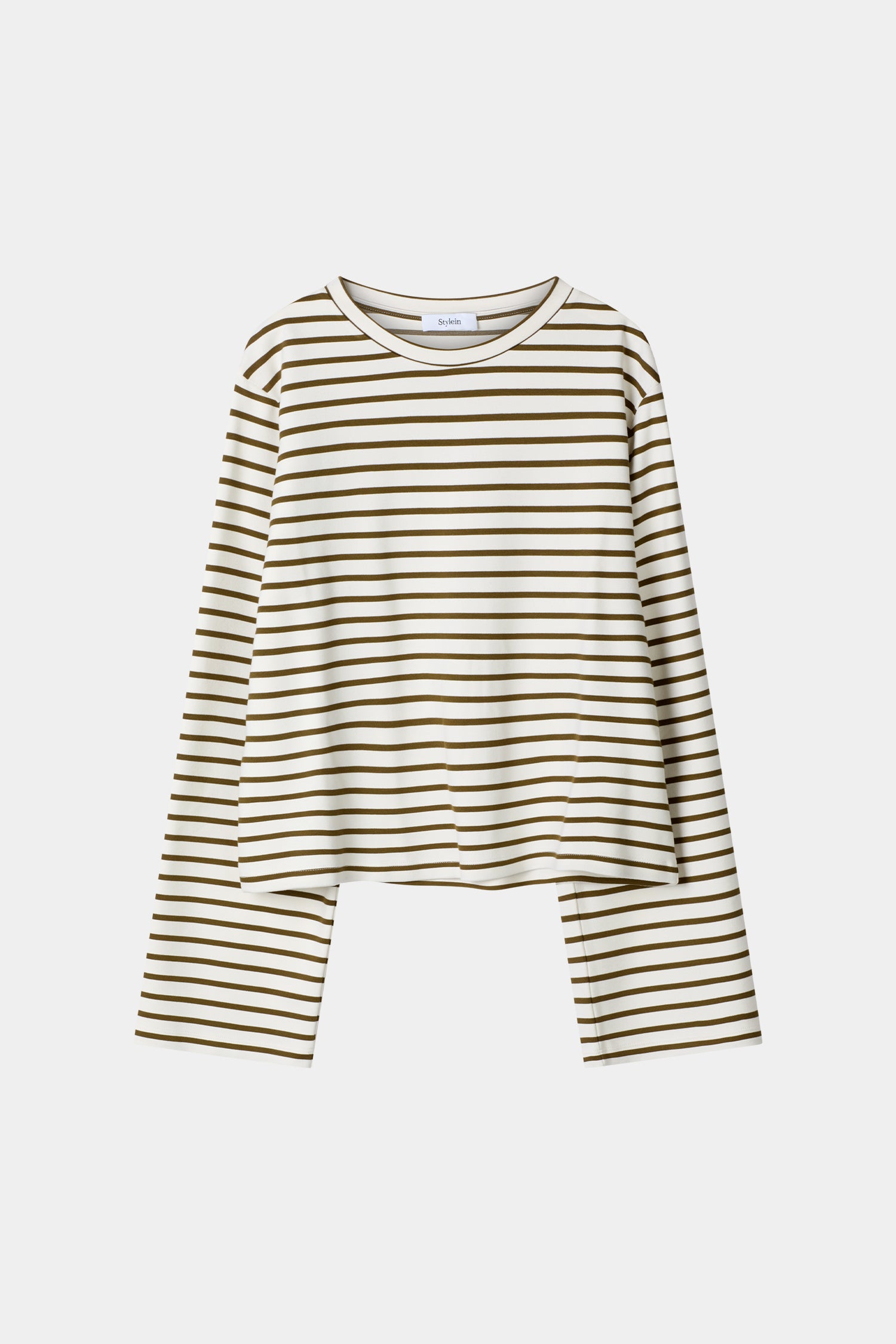 Jerry top long sleeve t-shirt army green white stripe stylein packshot