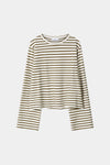 Jerry top long sleeve t-shirt army green white stripe stylein packshot