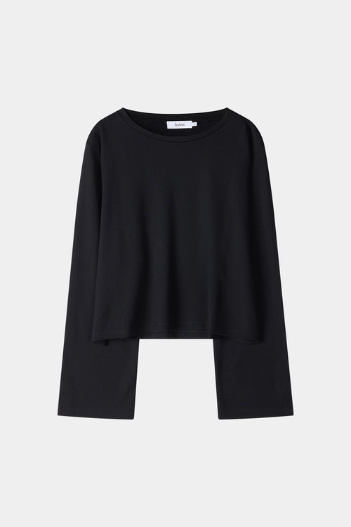 Jerry top long sleeve t-shirt black stylein model image front