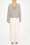 Jerry top long sleeve t-shirt brown white stripe stylein model image back