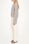 Jerry top long sleeve t-shirt brown white stripe stylein model image side