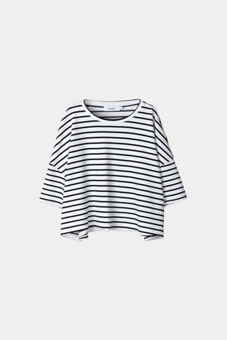 Jimmy tshirt cropped boxy black white striped stylein packshot