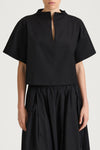 Joelle cropped short sleeve blouse black stylein model image front close