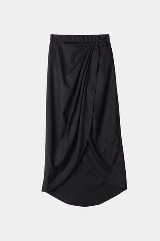 Joelyn skirt cotton mid length draped front black stylein packshot