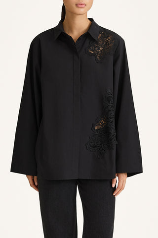 Jontavi shirt black  embroidery stylein close up